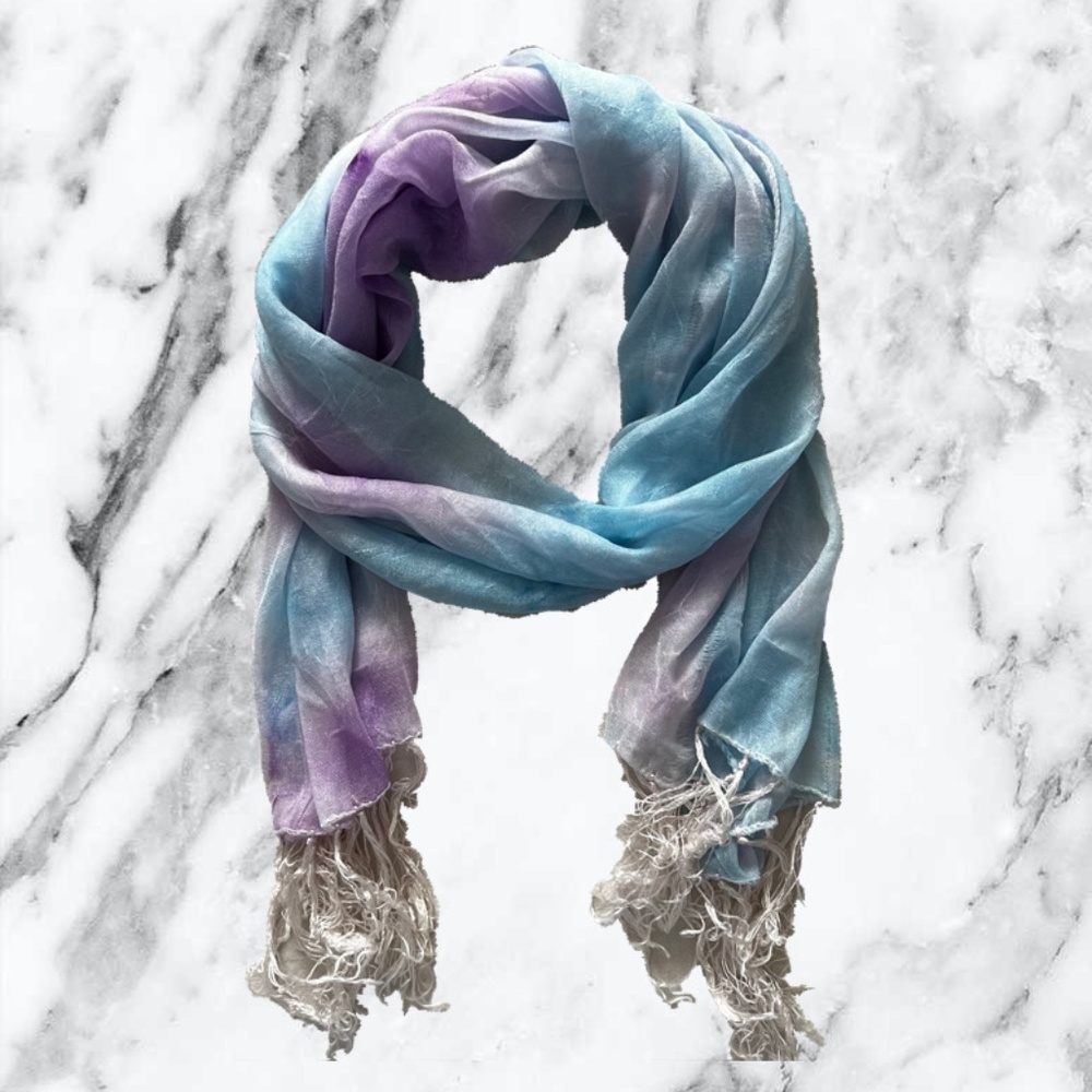 3 for $15 Blue & Purple Tie Dye Sheer Scarf